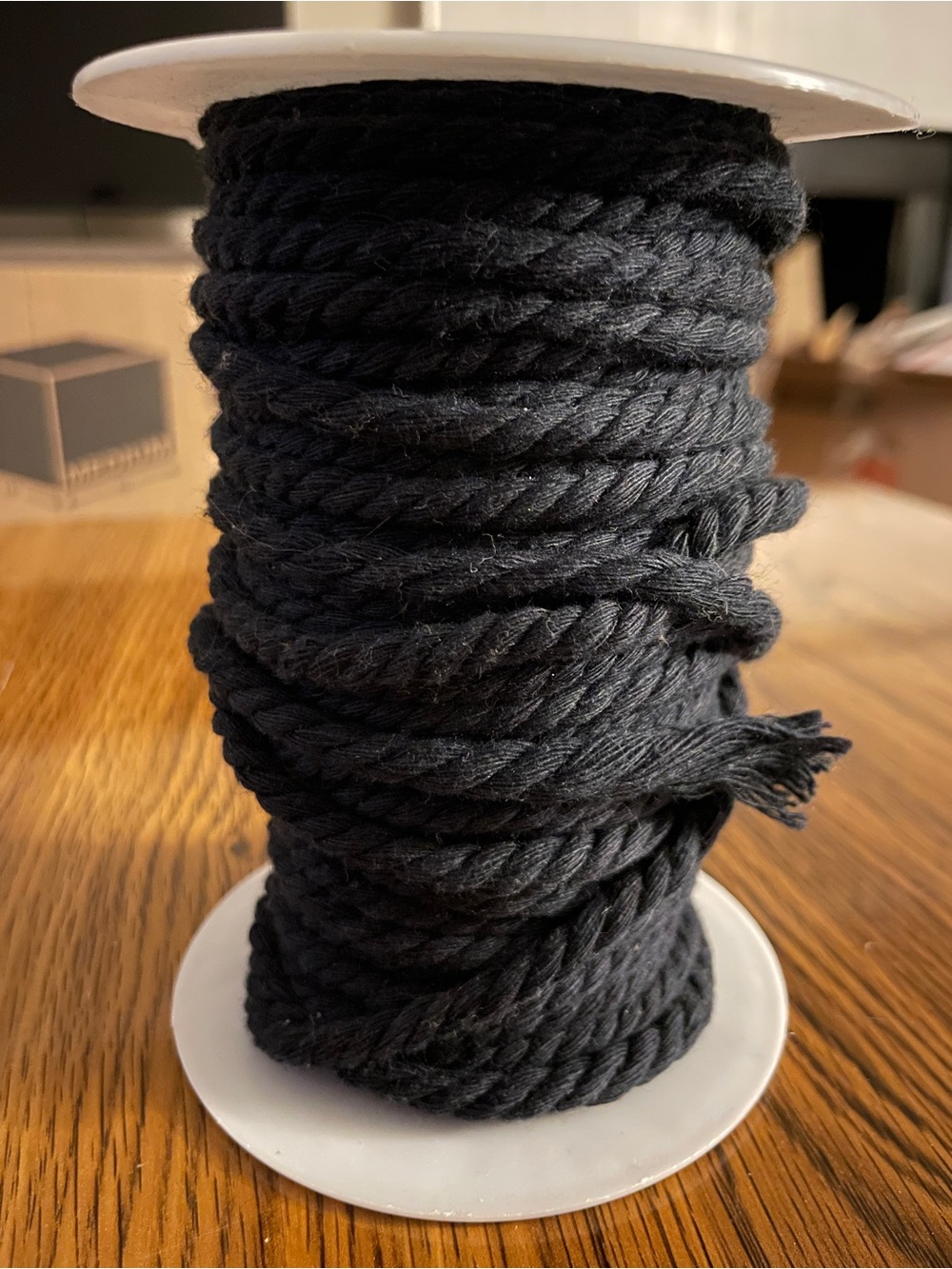 Black Macrame Cord Twisted Cotton Rope Partial Spool Supplies Craft